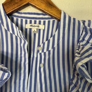 Madewell Blue and White Striped Blouse